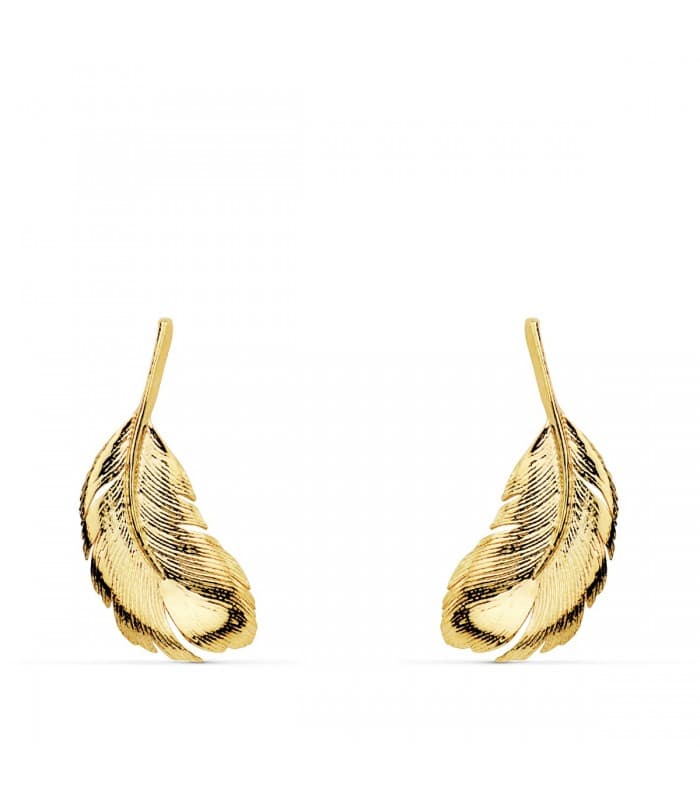 Orecchini in oro rampicanti - Orecchini a lobo 18kt Piume, per donna e ragazza.