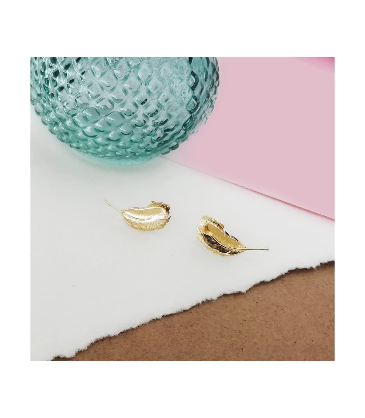 Orecchini in oro rampicanti - Orecchini a lobo 18kt Piume, per donna e ragazza.
