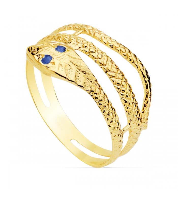 Sortija mujer Serpiente Oro Amarillo 18K Zafiro