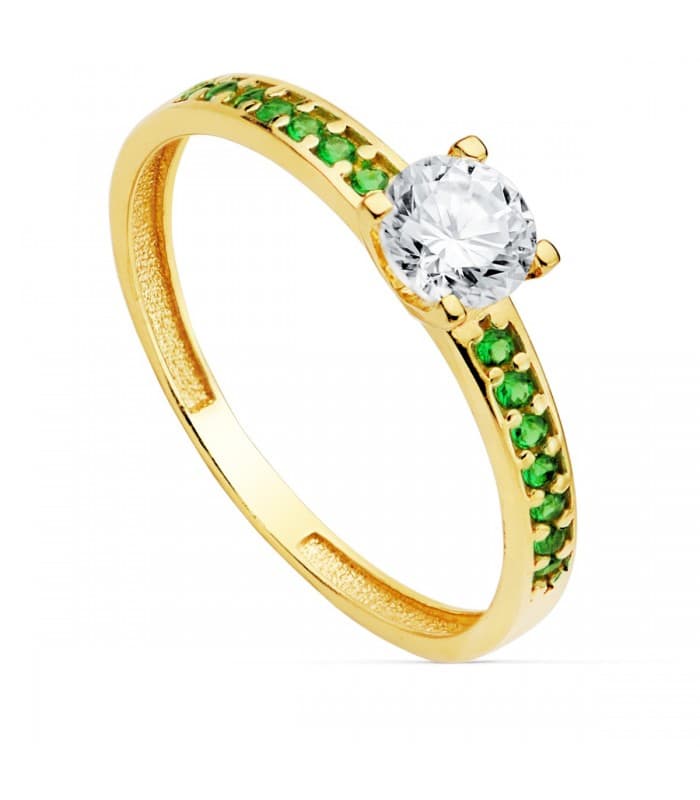 Damenring FLORIENZE 
Gold 750, grün Steinen, 4 Krappen | Verlobungsring online kaufen