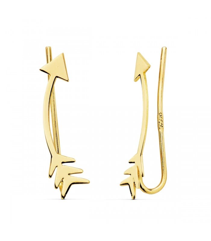 Orecchini lobo lunghi oro 18 kt, modello rampicanti a freccia | Gioielli donna