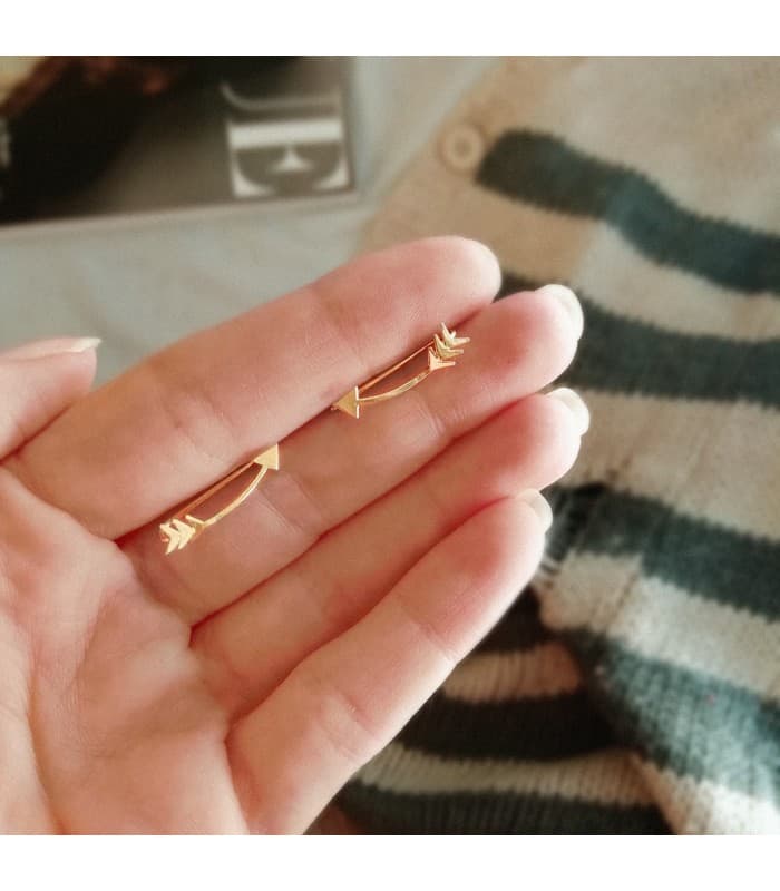 Paar Ohrklemmen in Pfeilform | Design Ear Climber, Ohrkletterer, Ohrmanschette - Ohrringe Gold 18K Damen