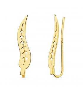 Grimpeurs d'oreilles Feuille Saule Or 18K