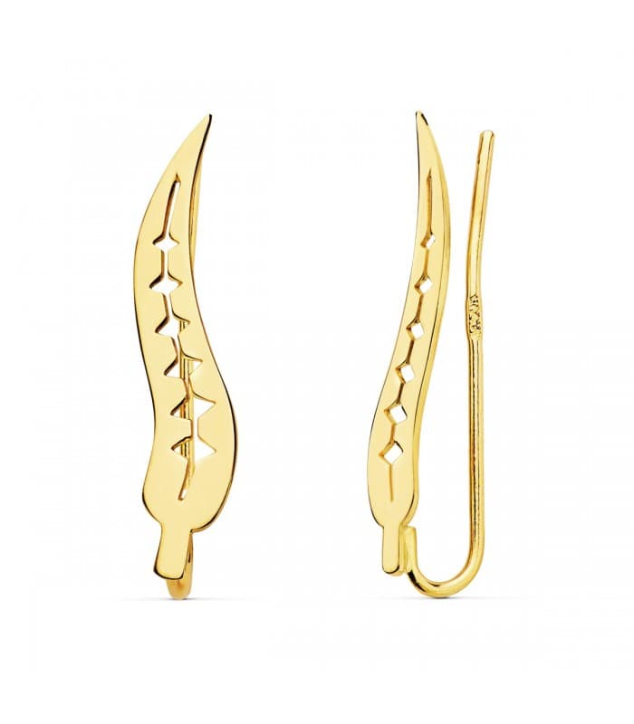 Grimpeurs d'oreilles Feuille Saule Or 18K