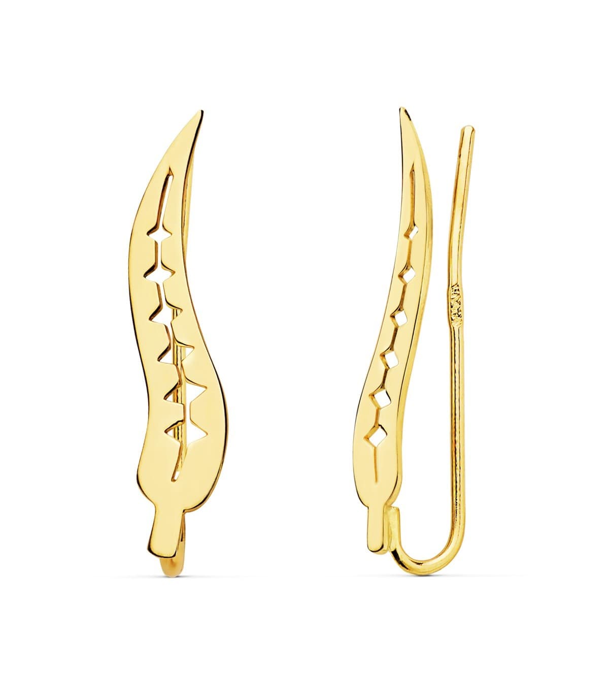 Grimpeurs d'oreilles Feuille Saule Or 18K