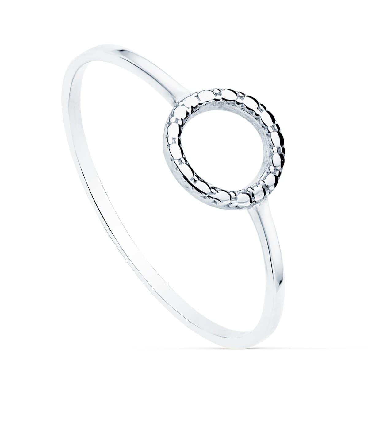 Anillo Mujer Planet Tallado Oro Blanco 18K joya minimal casual regalo