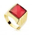 Anello chevalier uomo Luigi oro 18kt Spinello Rosso