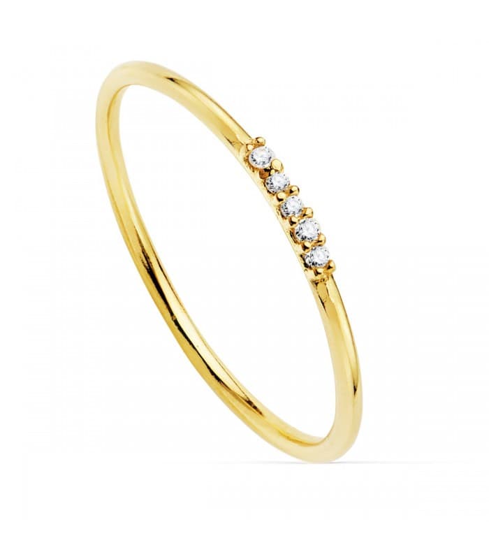 Anillo Skinny Oro Amarillo 18K Diamantes 0.025 Qts.
