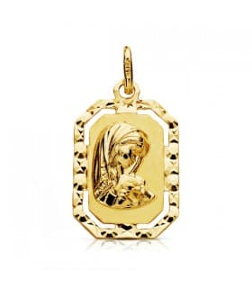 Medalla Virgen Niña Oro 18K Octogonal