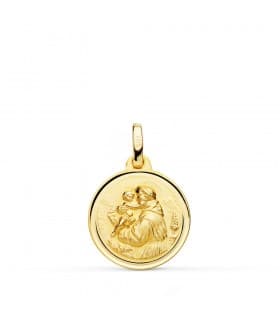 Medalla San Antonio Oro 18K 16mm Bisel