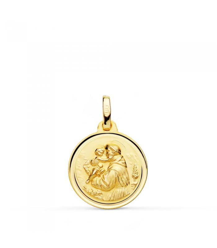 Medalla San Antonio Oro 18K 16mm Bisel