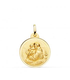 Medaglia Sant'Antonio da Padova oro 18kt 20mm, medaglione religiose.