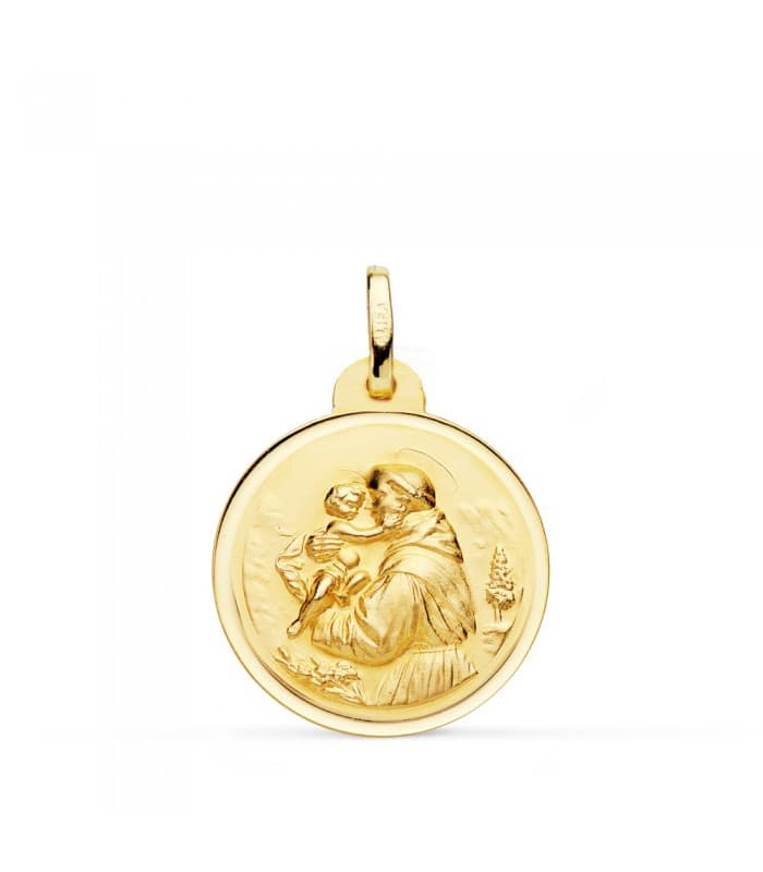 Medalla San Antonio Oro 18K 20mm Bisel