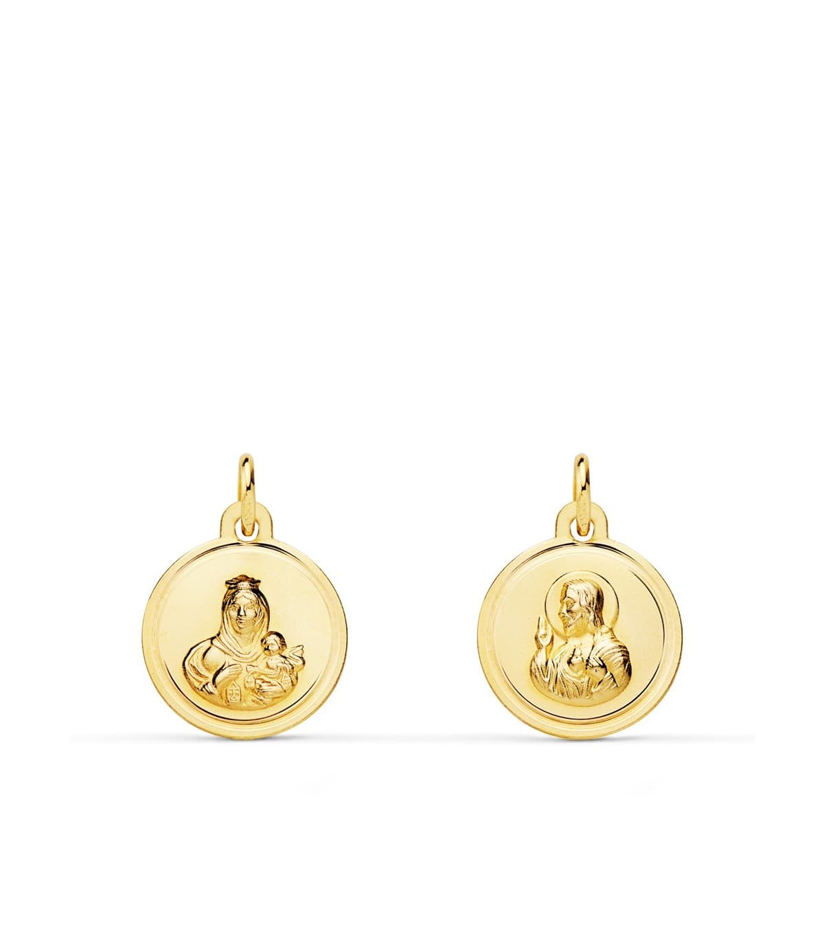 Escapulario V. Carmen/ C. Jesús 18K 12 mm Bisel