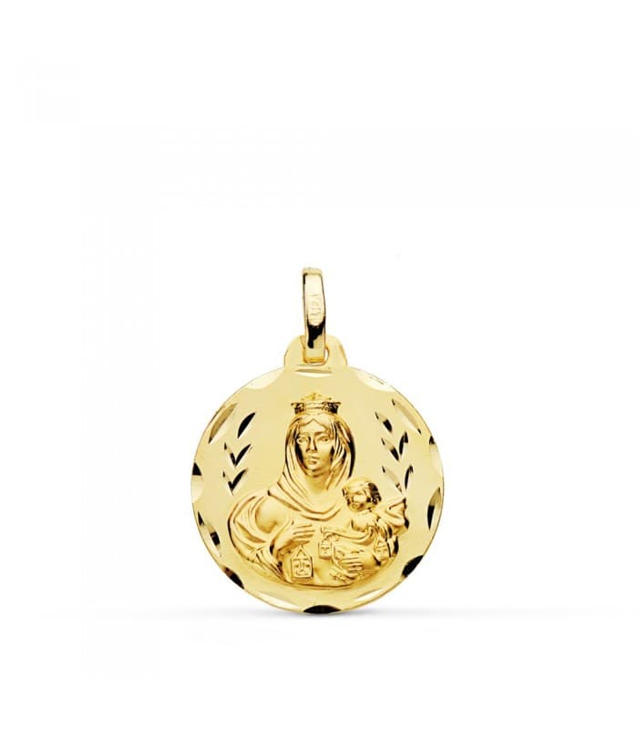 Medalla religiosa escapulario V. Carmen/Corazón de Jesús tallado  18 mm