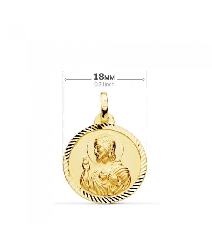 Escapulario V. del Carmen y Corazón de Jesús Oro 18k 18 mm Hélice