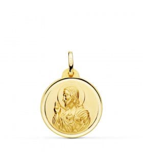Medaglia Cuore di Gesù Oro 18Kt 20 mm Bordo lucido