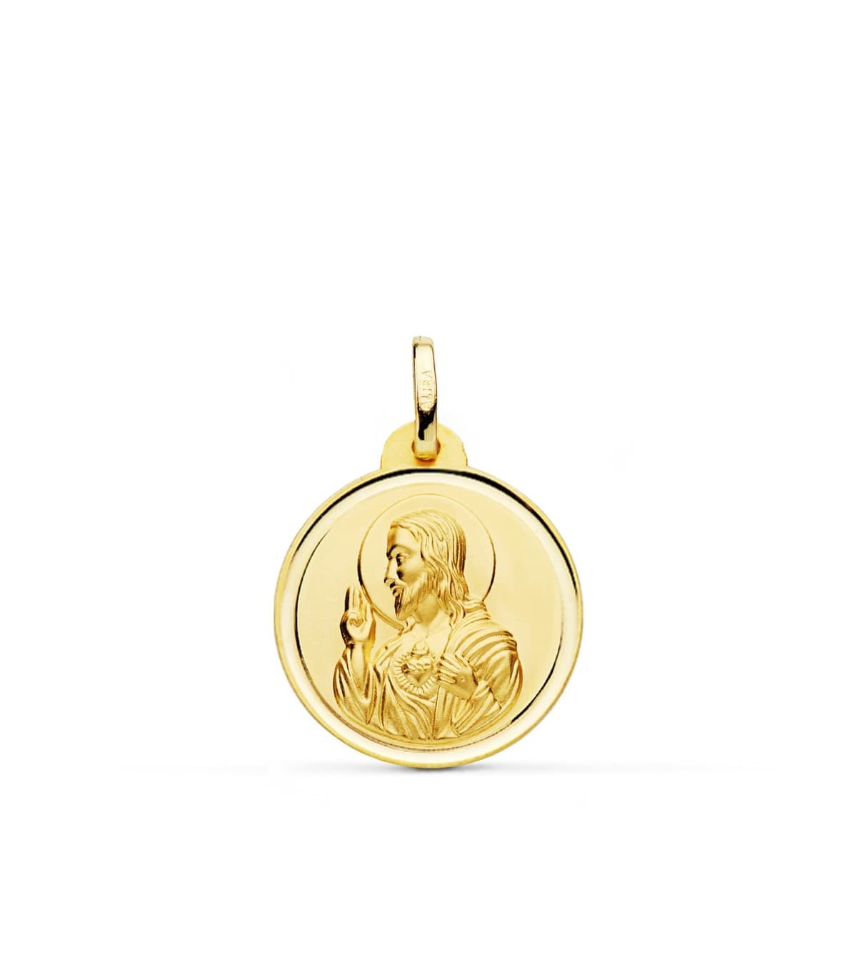 Medaglia Cuore di Gesù Oro 18Kt 20 mm Bordo lucido