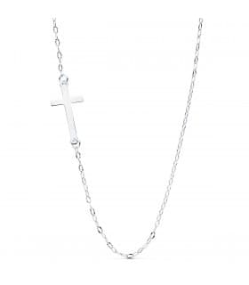 Gargantilla Mujer Cruz Oro blanco 18k