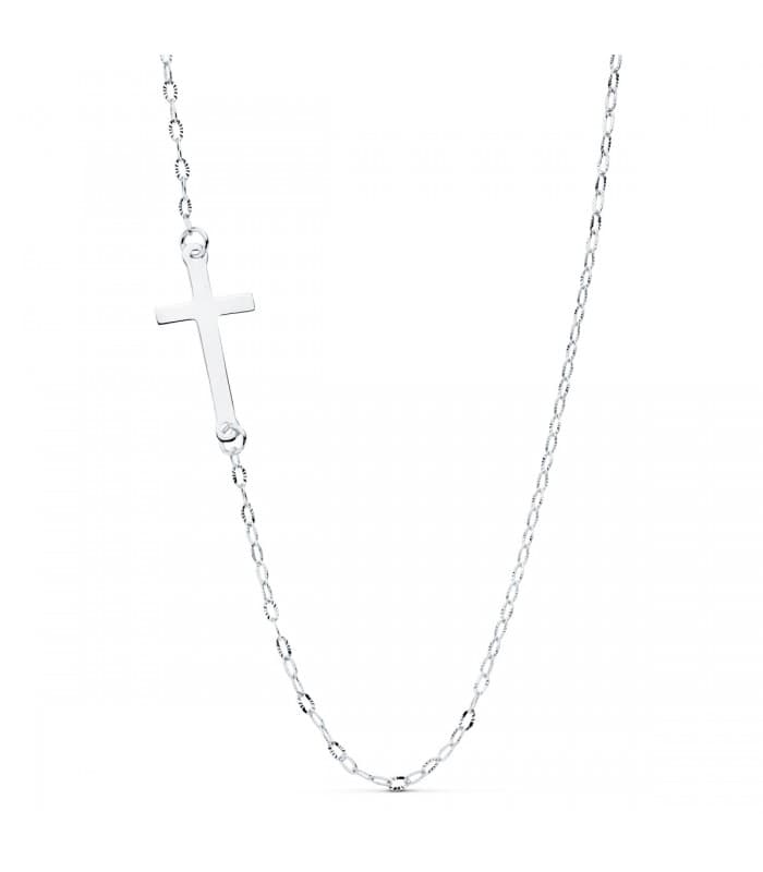 Collier Femme Croix Or blanc 18k