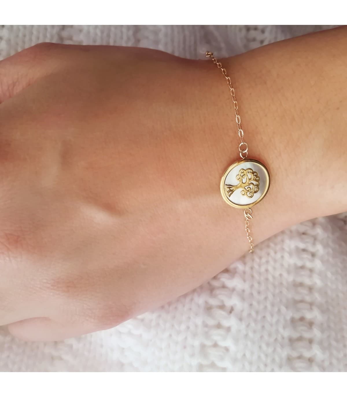 Pulsera Mujer Oro 18K Árbol de la vida Nácar 20cm - pulseras mujer, pulseras de oro | Alda Joyeros, joyería online