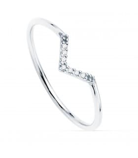 Anillo Streisand Oro Blanco 18K Diamantes 0.055 Qts.