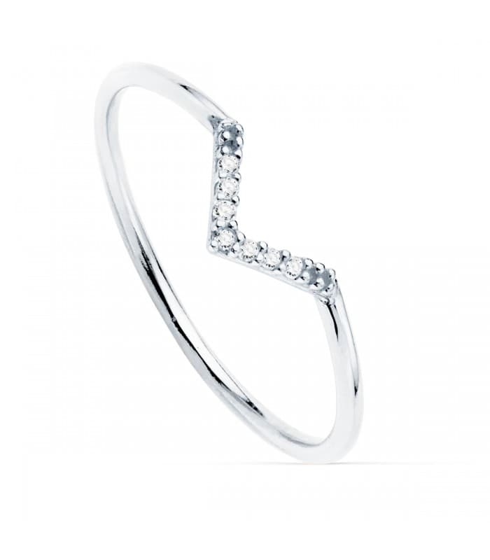 Anillo Streisand Oro Blanco 18K Diamantes 0.055 Qts.