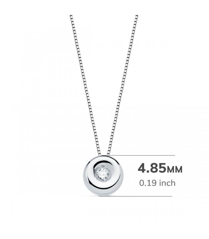 Girocollo da donna in oro bianco 18 carati. Modello Delicia. Punto luce con diamante 0,015 carati.