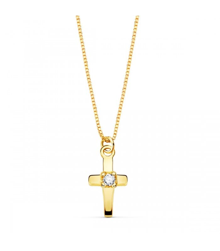 Gargantilla Cruz OA 18K Diamante 0.015 Qtes.