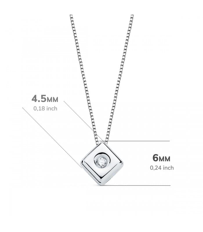 Colgante de mujer en oro blanco con diamantes 0.015 quilates. Comprar joyas online, Alda Joyeros.