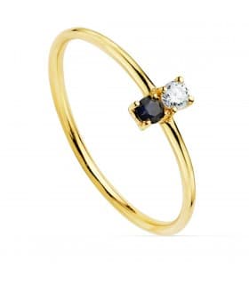 Anillo Portman Oro 18K Diamantes 0.050 Qts. Zafiro