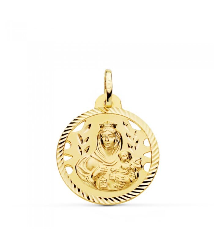 Escapulario V. del Carmen y Corazón de Jesús Oro 18k 22 mm Hélice