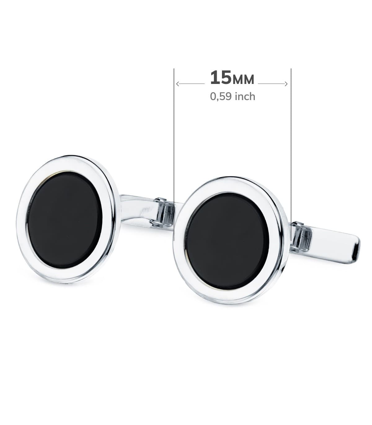 Gemelos Alexandre Oro Blanco 18K Ónix
