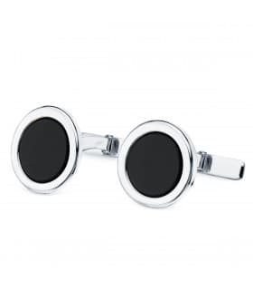 Gemelos Alexandre Oro Blanco 18K Ónix