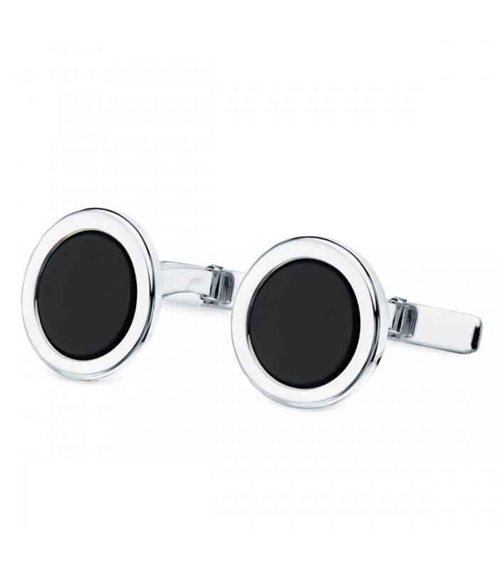 Gemelos Alexandre Oro Blanco 18K Ónix
