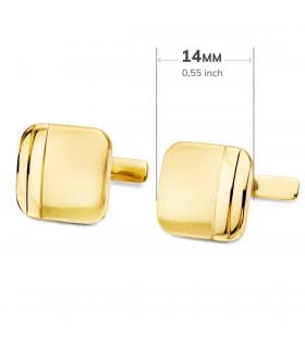 Gemelos hombre oro amarillo banda cuadrados joyas para novio boda