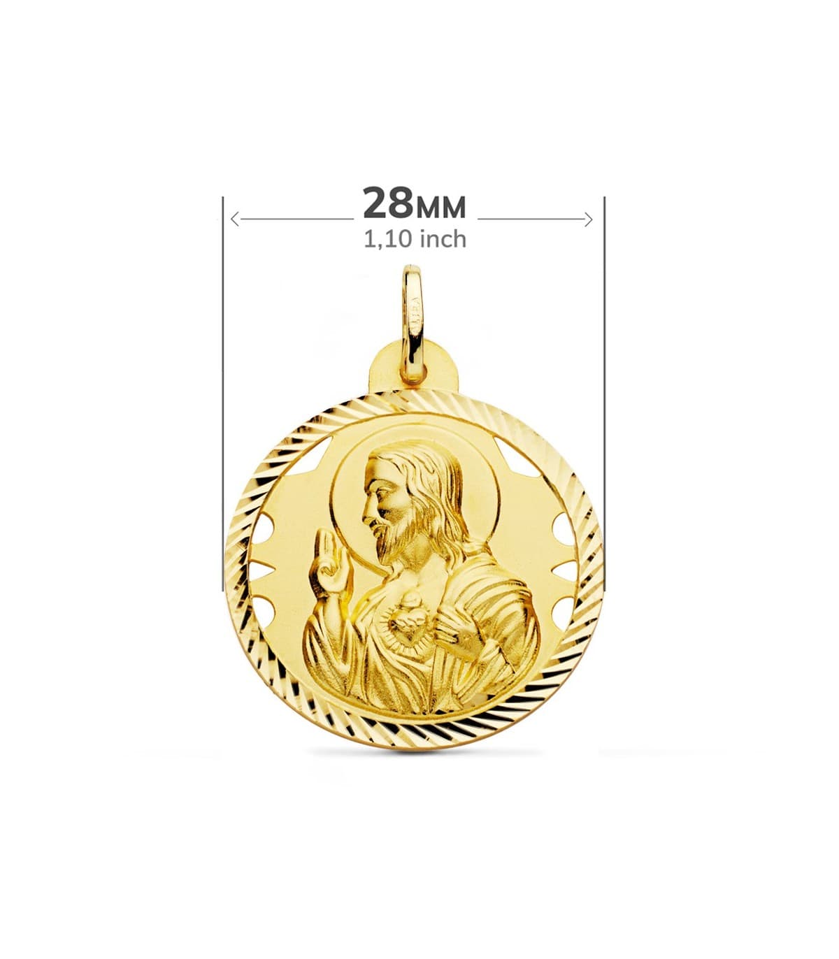 Scapolare Sacro Cuore di Gesù e Madonna del Carmine - Oro 750 - Lavorazione rigata