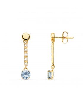 Orecchini pendenti oro giallo 18kt - Zircone azzurro, acquamarina - Per donna e matrimonio