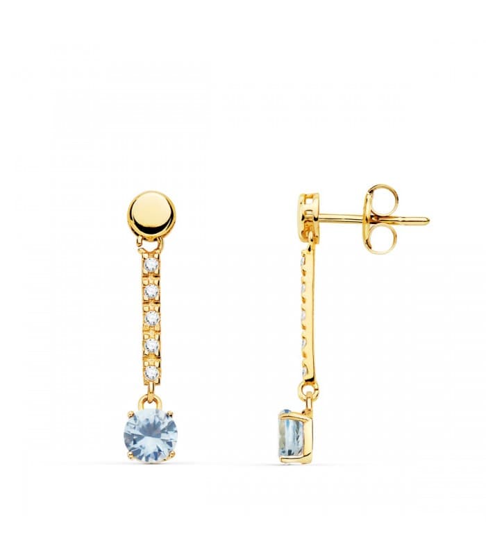 Ohrstecker mit Zirkonia Blau, Aquamarin – Ohrhänger 18K Gold | Damenschmuck - Hochzeit