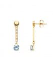 Pendientes Largos Oro 18K Aguamarina