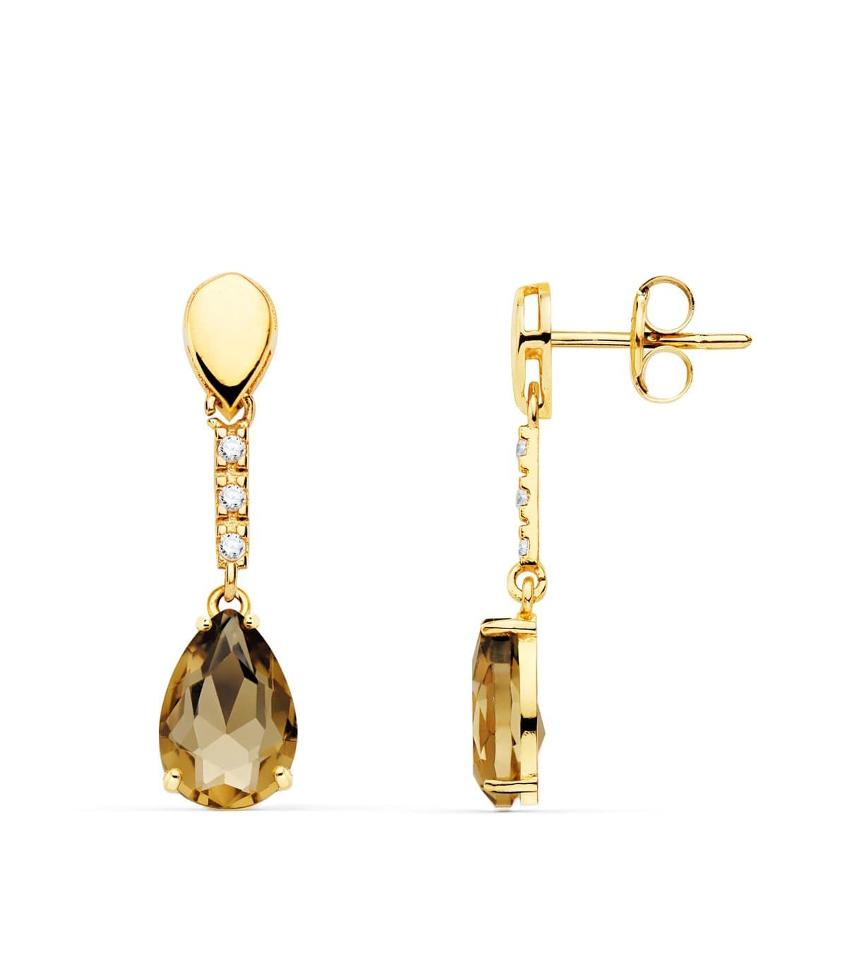 Pendientes Broadway Oro Amarillo 18K Fumé