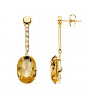 Orecchini Manhattan oro giallo 18kt champagne - Zircone oval - Per donna e matrimonio