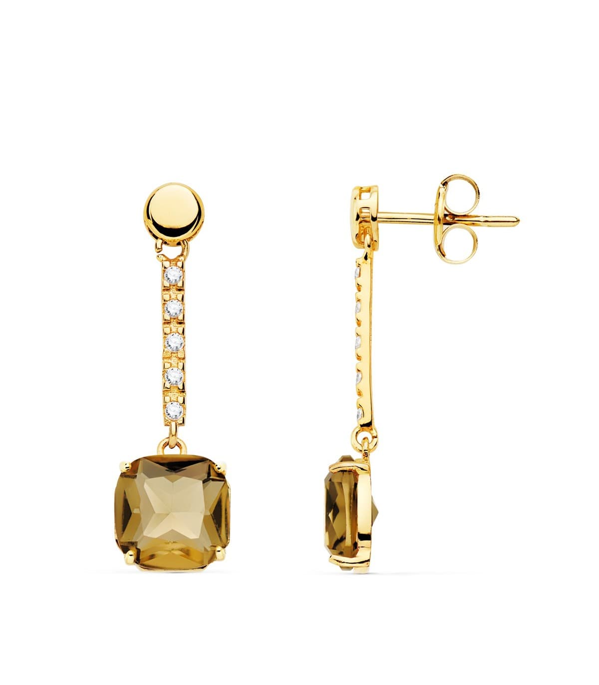 Ohrstecker mit braun Zirkonia Kissen – Ohrhänger 18K Gold | Damenschmuck - Hochzeit