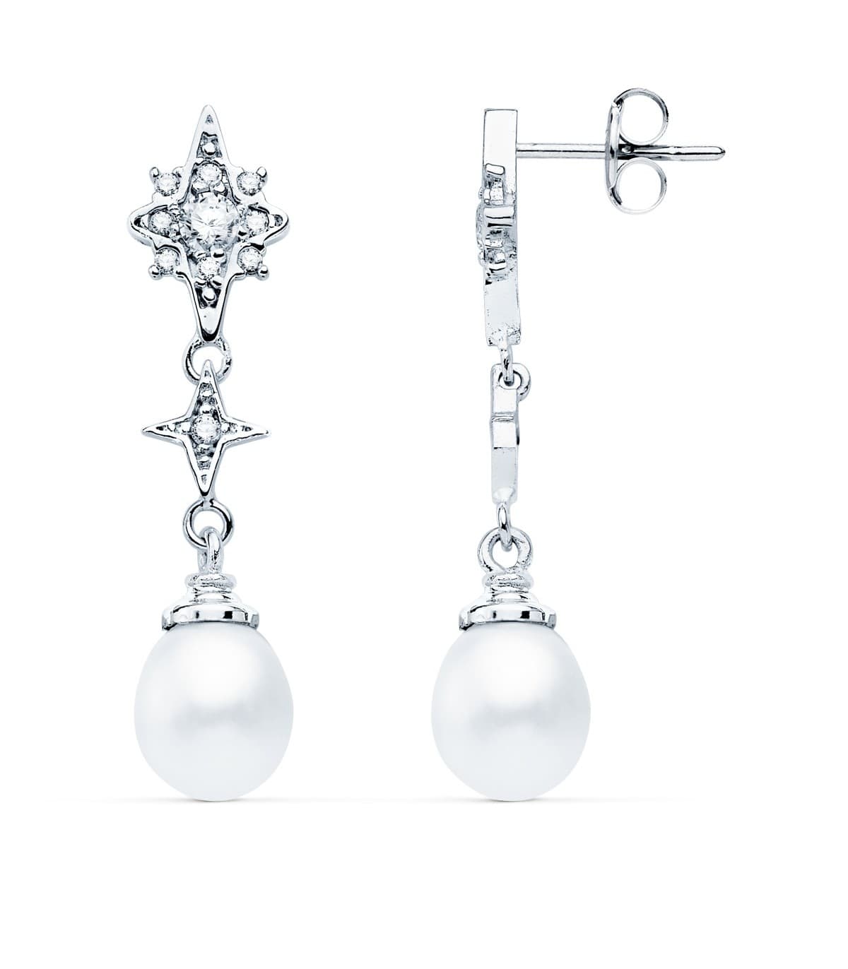 Boucles d'oreilles Mariage Loreto Or Blanc 18K Perle