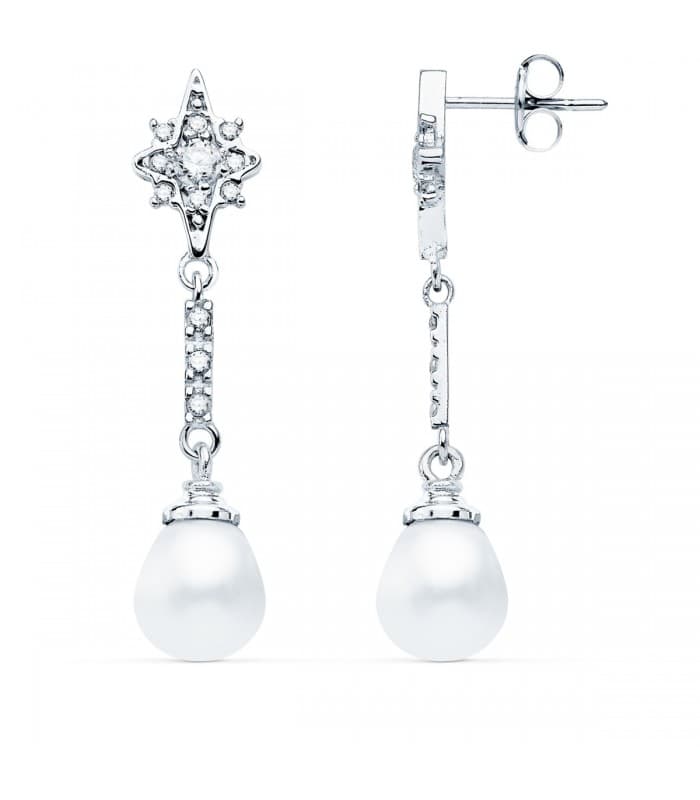 Boucles d'oreilles Mariée Iraide Or Blanc 18K Perle