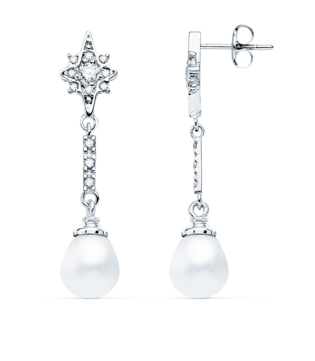 Boucles d'oreilles Mariée Iraide Or Blanc 18K Perle