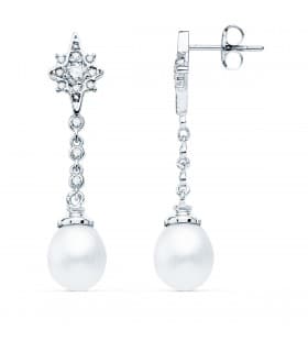 Pendientes Novia Nadine Oro Blanco 18K Perla | pendientes para boda | joyas nupciales