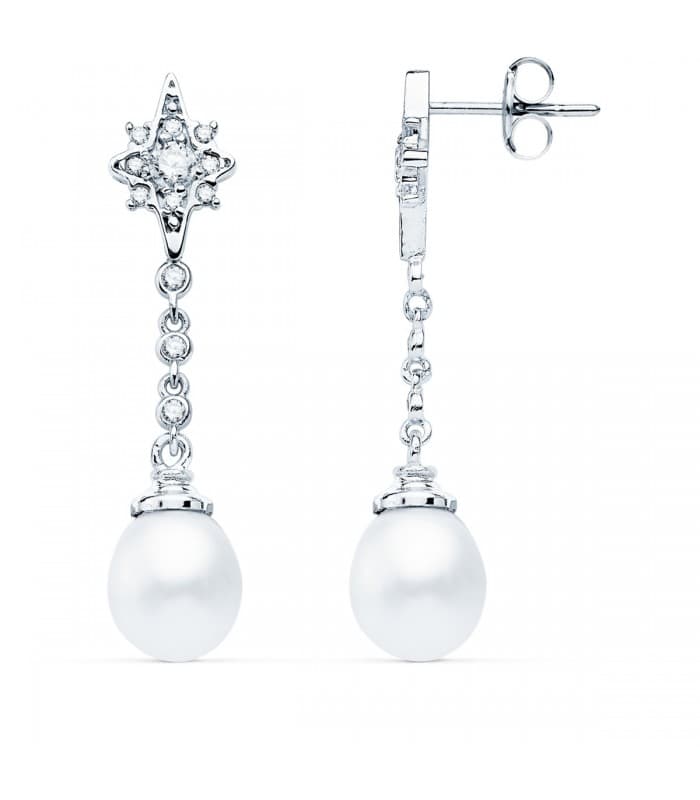 Boucles d'oreilles Mariée Nadine Or Blanc 18K Perle