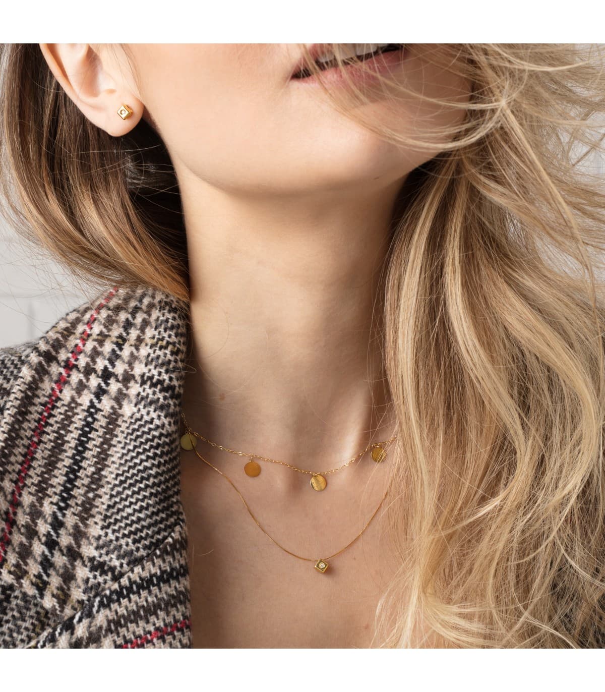 Gargantilla Mujer Chapitas Oro 18K collar mujer colgantes círculos joyería