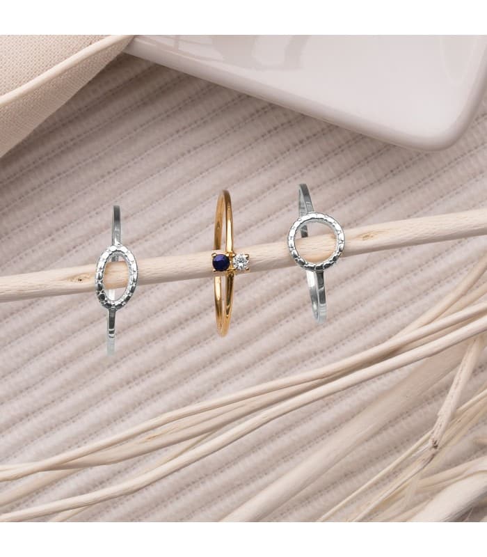 Anillo Mujer Planet Tallado Oro Blanco 18K joya minimal casual regalo